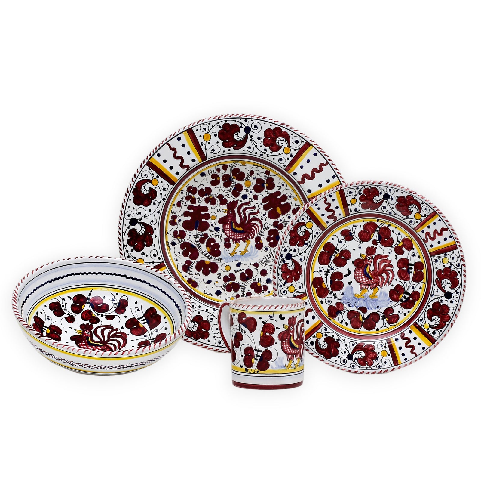 ORVIETO RED ROOSTER: 4 Pieces Place Setting - Artistica.com
