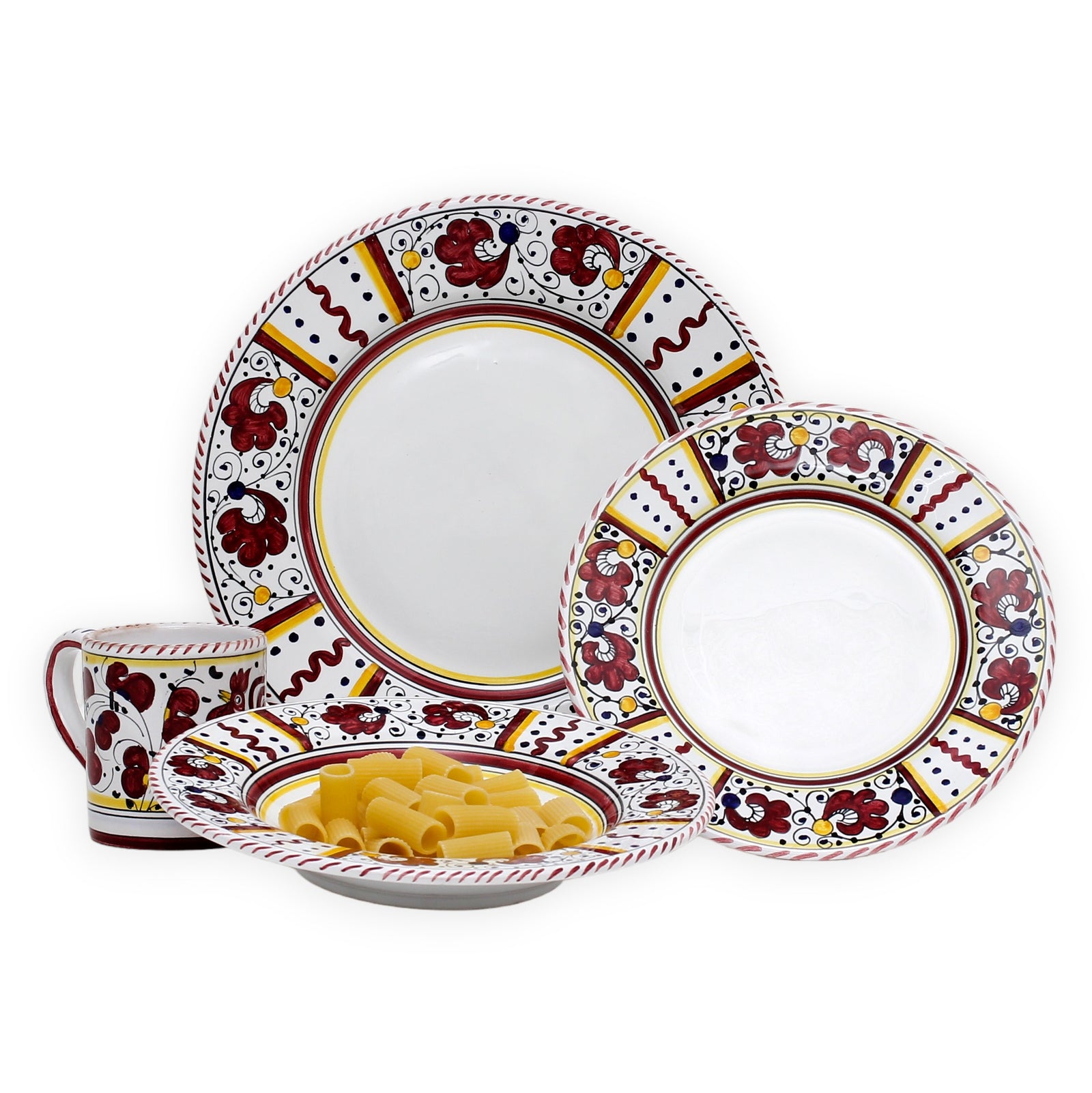 ORVIETO RED ROOSTER: 4 Pieces Place Setting - White center - Artistica.com