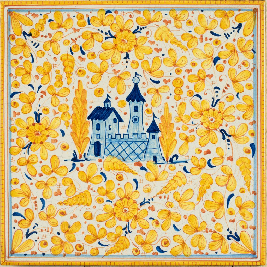 ANTICA DERUTA: Large Hand Painted Ceramic Authentic Deruta Tile - Artistica.com