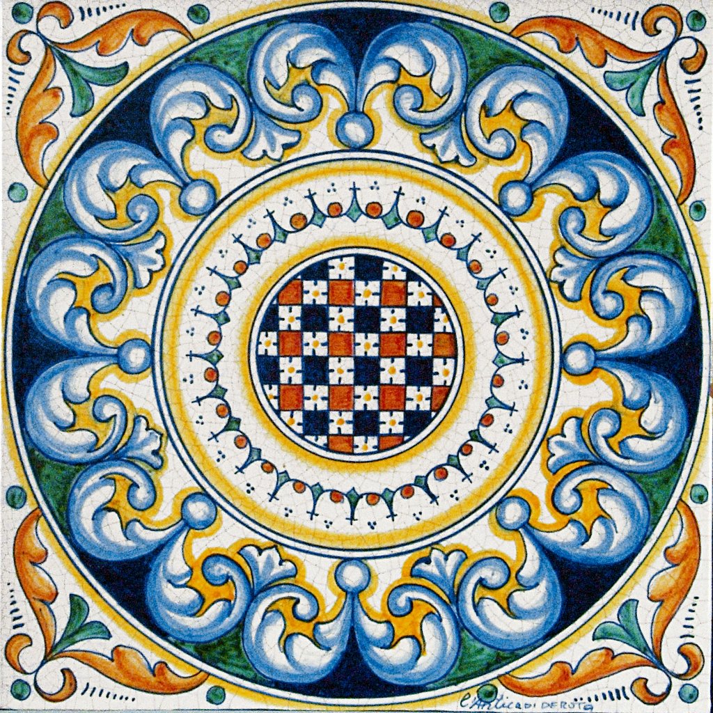 ANTICA DERUTA: Large Hand Painted Ceramic Authentic Deruta Tile - Artistica.com