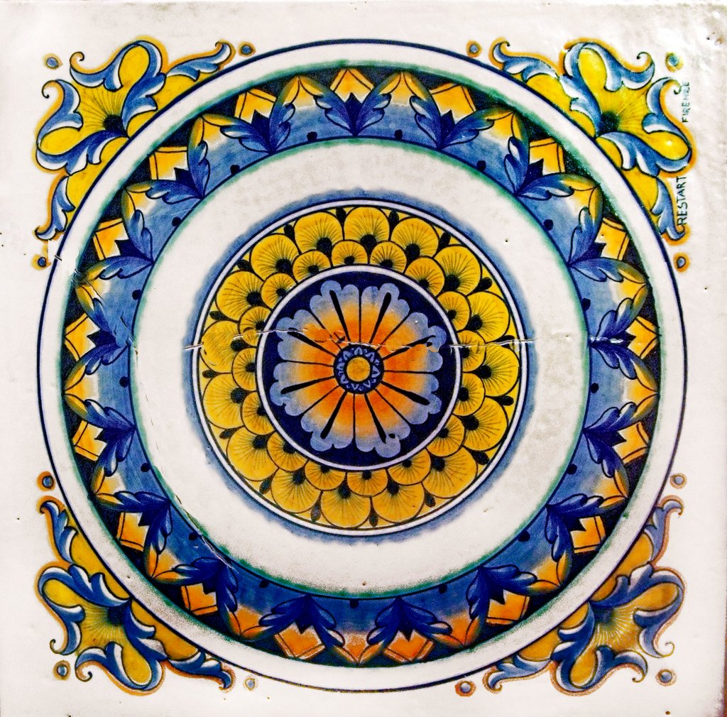 ANTICA DERUTA: Large Hand Painted Ceramic Authentic Deruta Tile - Artistica.com
