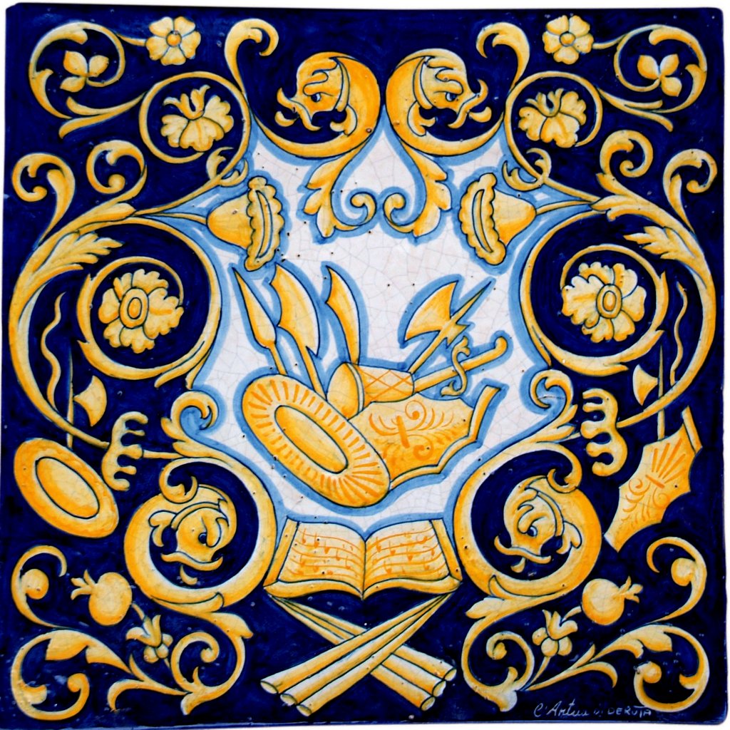 ANTICA DERUTA: Large Hand Painted Ceramic Authentic Deruta Tile - Artistica.com