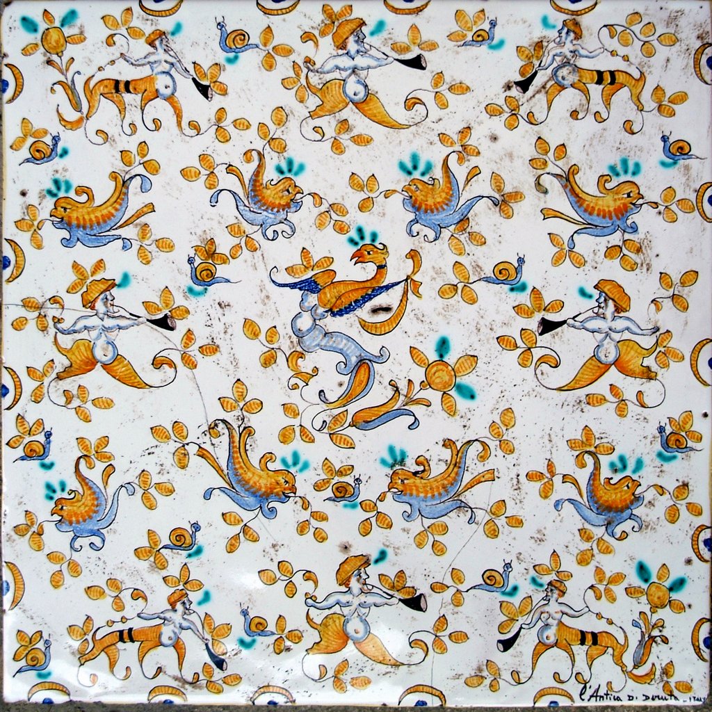 ANTICA DERUTA: Large Hand Painted Ceramic Authentic Deruta Tile - Artistica.com