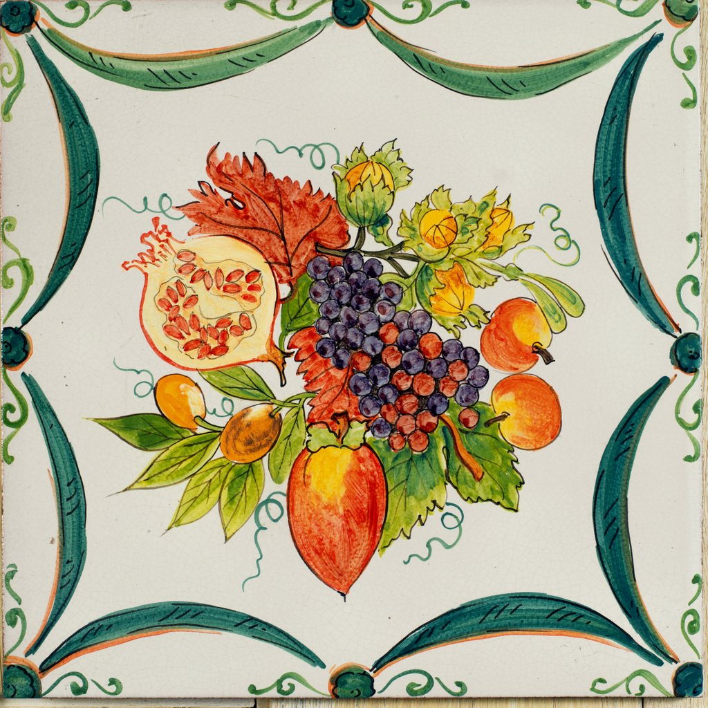 ANTICA DERUTA: Large Hand Painted Ceramic Authentic Deruta Tile - Artistica.com