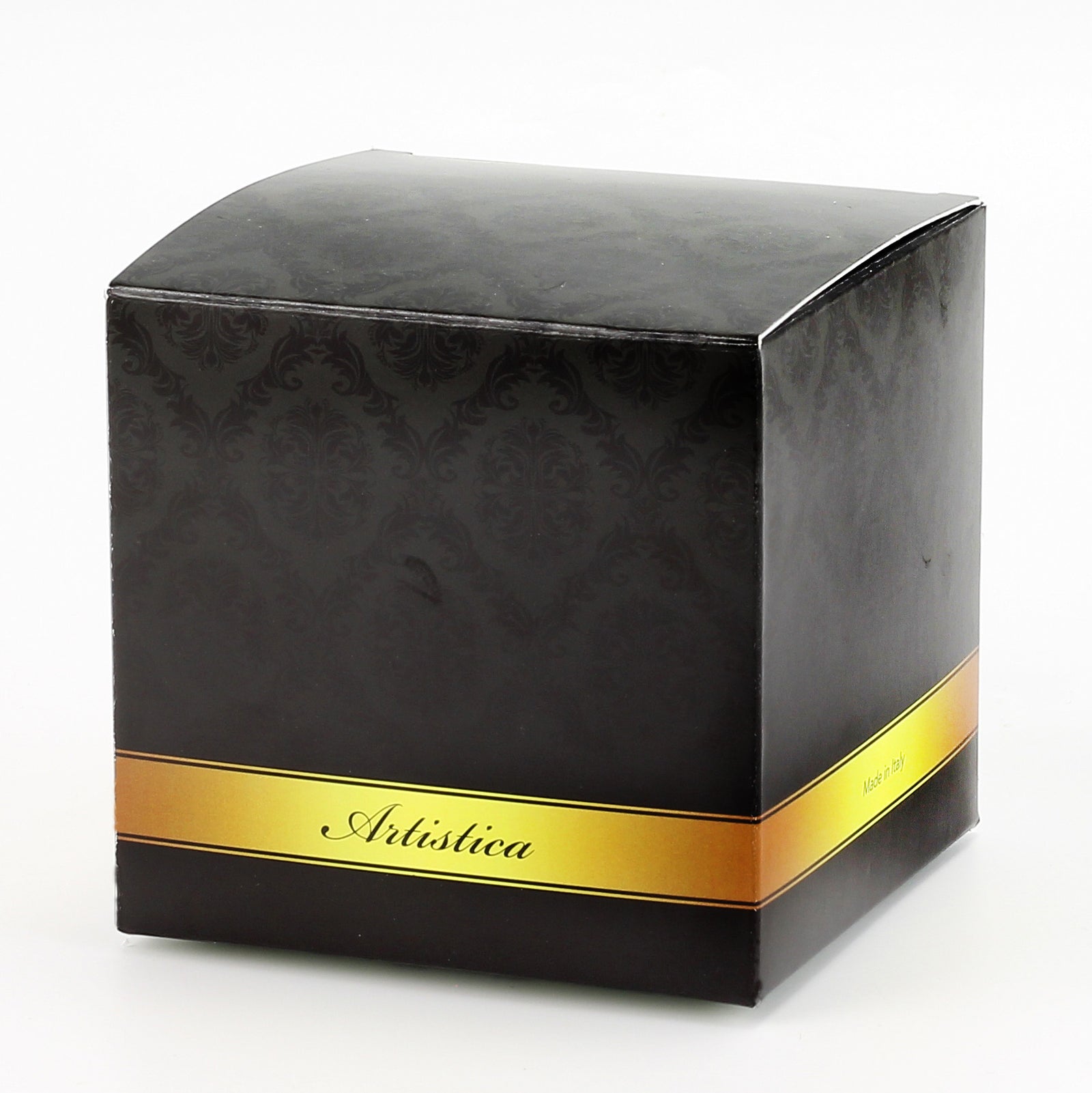 DERUTA MILANO: Large Candle Black with Hand Painted Pure Gold Stripes - Artistica.com