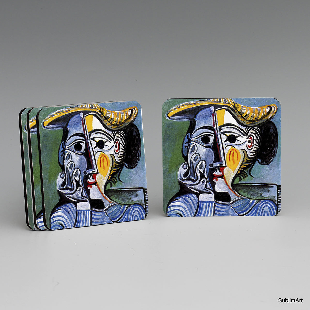 SUBLIMART: MDF Hardboard Set of 4 Coasters - Design: Picasso Modernism 02