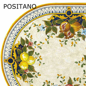 CAFE-BISTRO ROUND TABLE: Ceramic-Stone top on iron base (28" Diam. x 30" High.) in Deruta, Italy. - Artistica.com