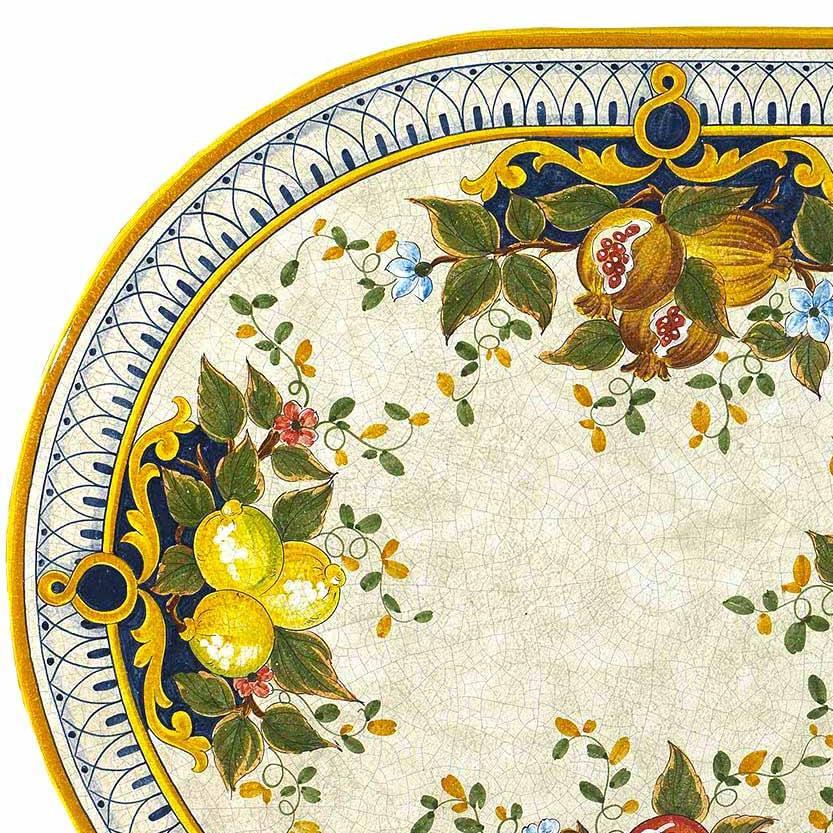 CERAMIC STONE TABLE + IRON BASE: POSITANO Design^ - Hand Painted in Deruta, Italy. - Artistica.com