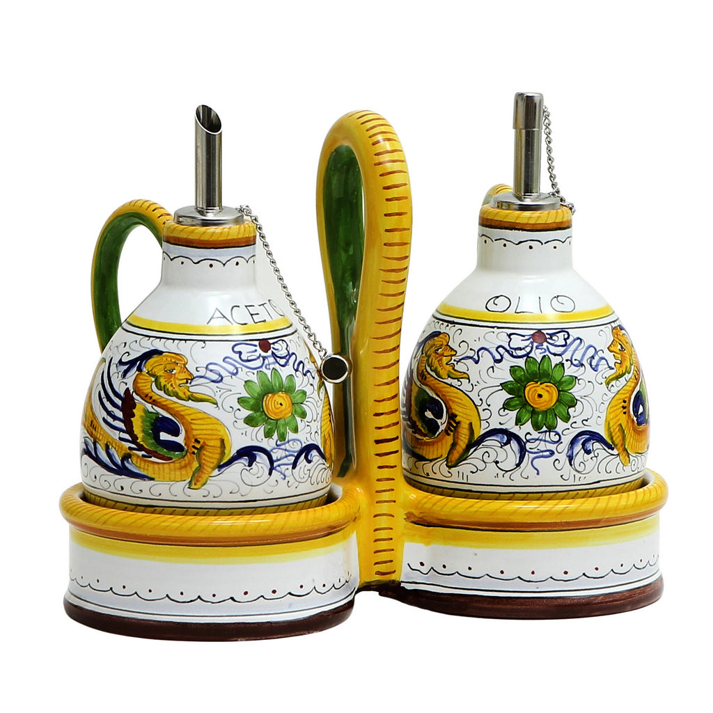 RAFFAELLESCO DELUXE: Oil and Vinegar cruets set with caddy - Artistica.com
