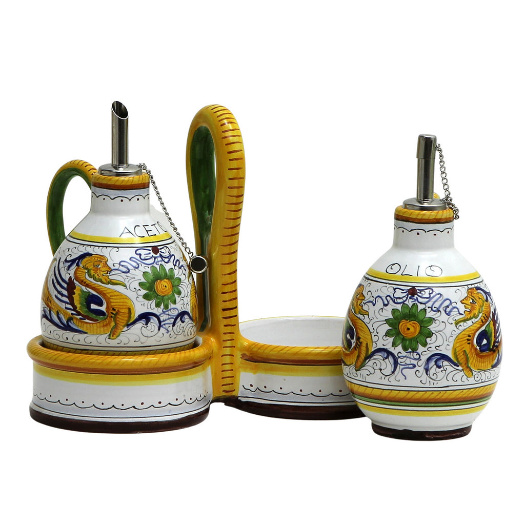RAFFAELLESCO DELUXE: Oil and Vinegar cruets set with caddy - Artistica.com