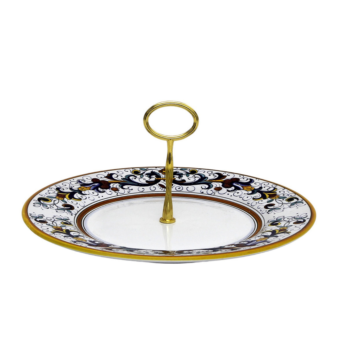 RICCO DERUTA DELUXE: Tid Bit Server Plate with Golden Handle - Artistica.com
