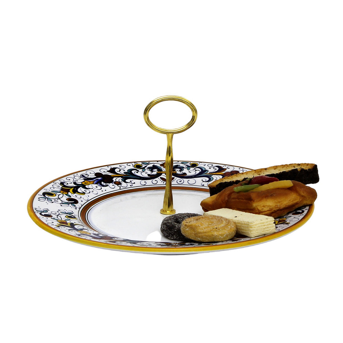RICCO DERUTA DELUXE: Tid Bit Server Plate with Golden Handle - Artistica.com
