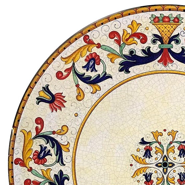 CERAMIC STONE TABLE + IRON BASE: RICCO DERUTA Design^ - Hand Painted in Deruta, Italy. - Artistica.com