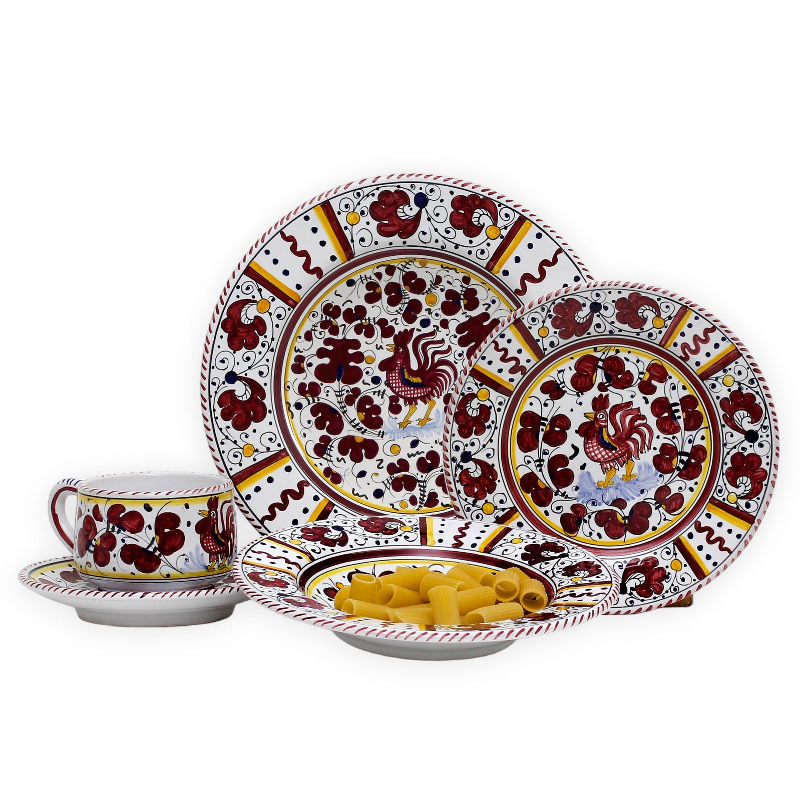 ORVIETO RED ROOSTER: 5 Pieces Place Setting - Artistica.com