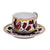 ORVIETO RED ROOSTER: Cup and Saucer [STRIPED RIM] - Artistica.com