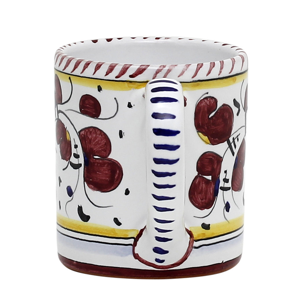 ORVIETO RED ROOSTER: Mug (10 Oz) [STRIPED RIM] - Artistica.com