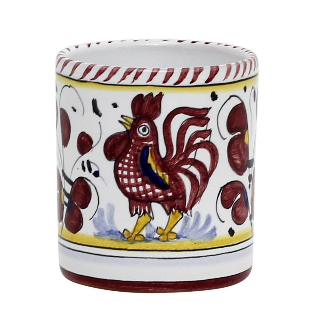 ORVIETO RED ROOSTER: Mug (10 Oz) [STRIPED RIM] - Artistica.com
