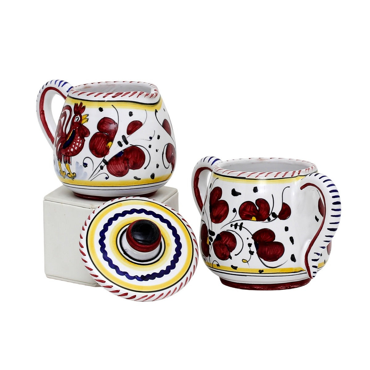 ORVIETO RED ROOSTER: Sugar and Creamer - Artistica.com