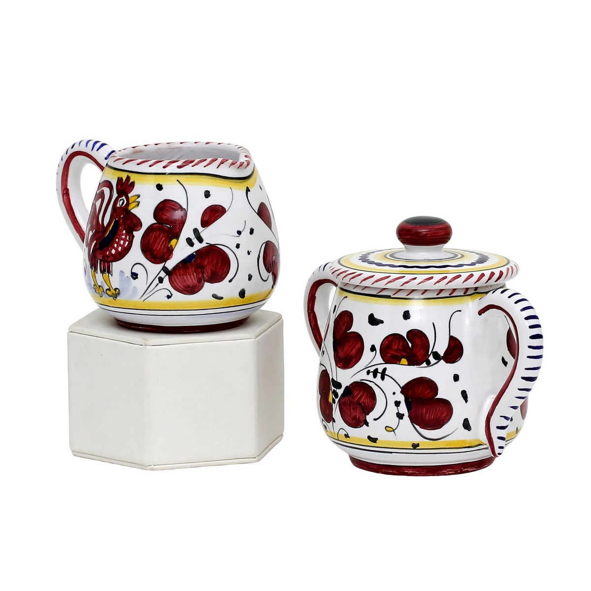 ORVIETO RED ROOSTER: Sugar and Creamer - Artistica.com