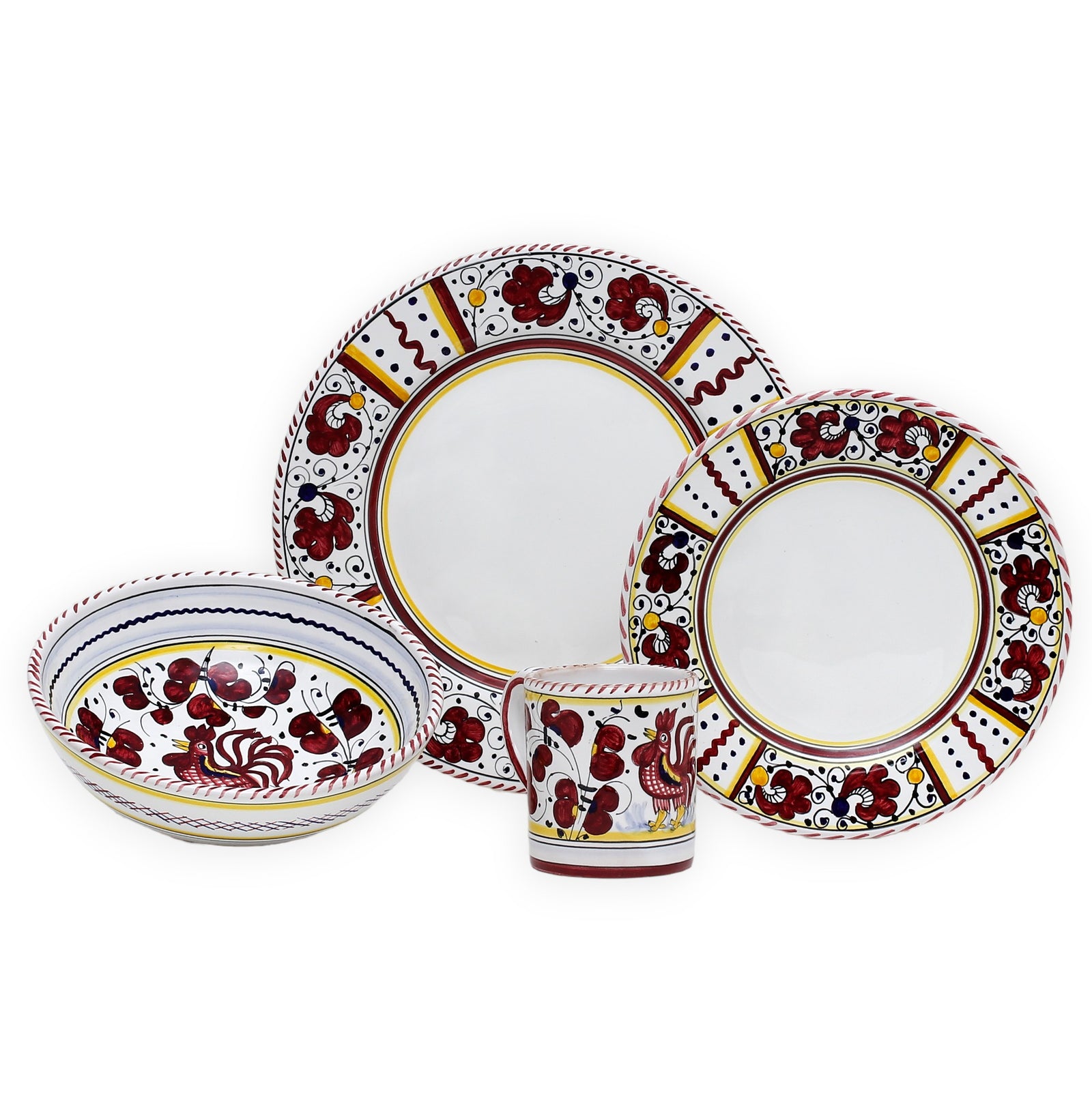 ORVIETO RED ROOSTER: 4 Pieces Place Dinnerware Setting - Artistica.com