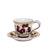 ORVIETO RED ROOSTER: Espresso cup and Saucer [STRIPED RIM] - Artistica.com