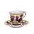 ORVIETO RED ROOSTER: Espresso cup and Saucer [STRIPED RIM] - Artistica.com