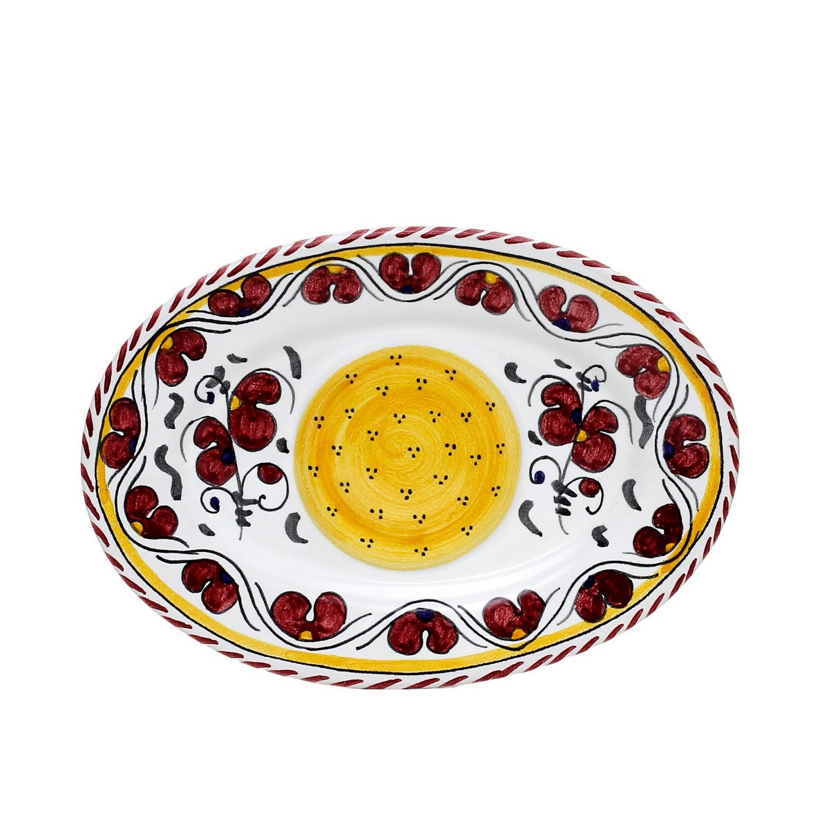 ORVIETO RED ROOSTER: Small Oval Plate - Artistica.com
