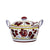 ORVIETO RED ROOSTER: Covered Parmesan Cheese Bowl with Spoon [STRIPED RIM] - Artistica.com