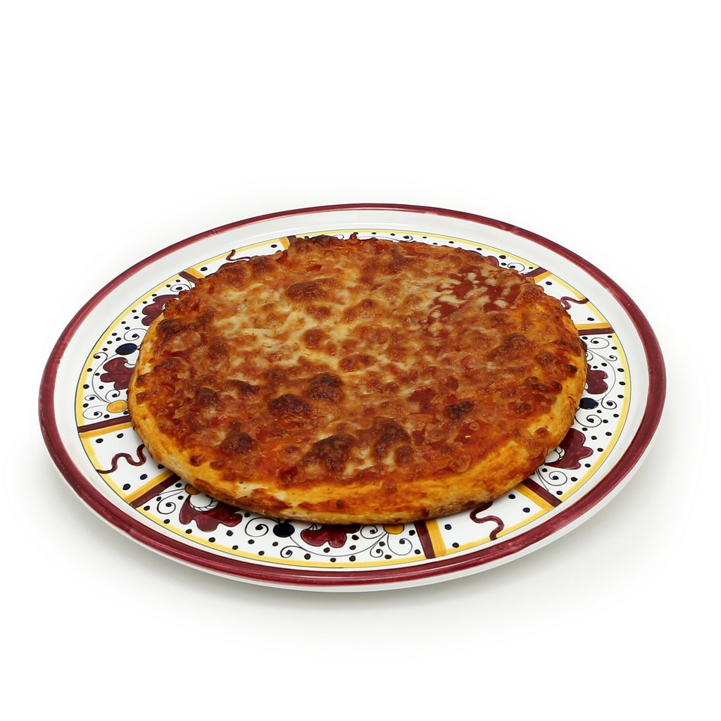 ORVIETO RED ROOSTER: Deruta Pizza Plate - Cake or Cheese Platter. - Artistica.com