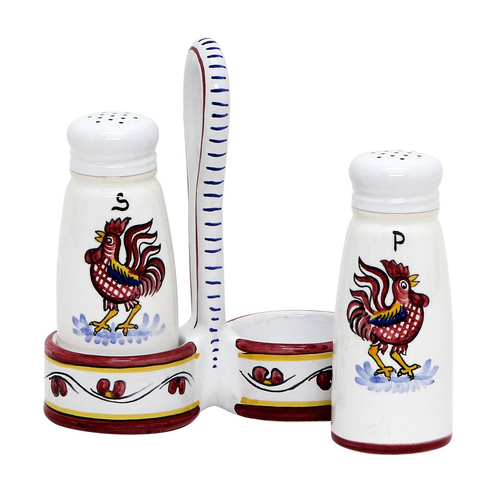 ORVIETO RED ROOSTER: Salt and Pepper Cruet [R] - Artistica.com