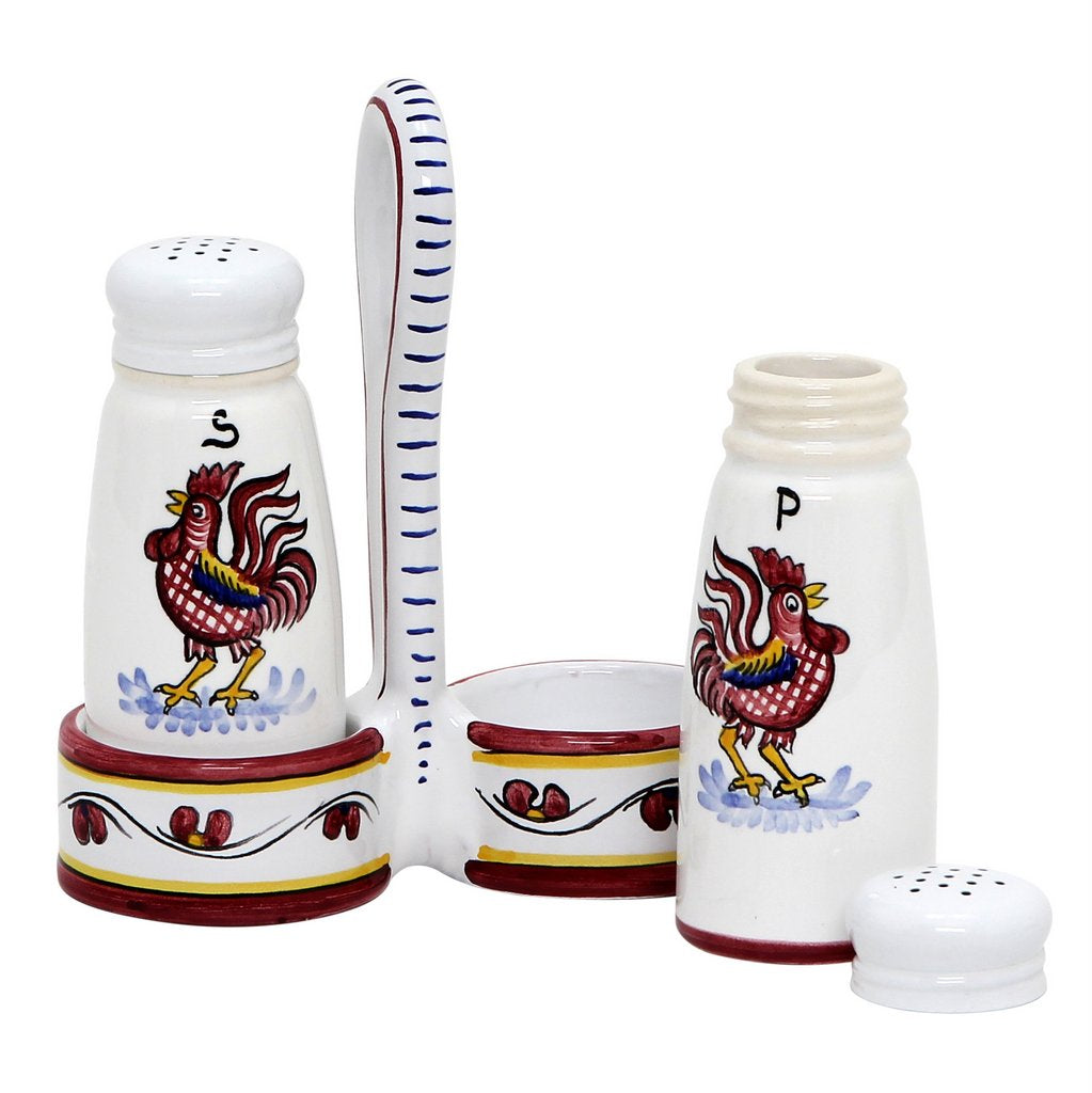 ORVIETO RED ROOSTER: Salt and Pepper Cruet [R] - Artistica.com