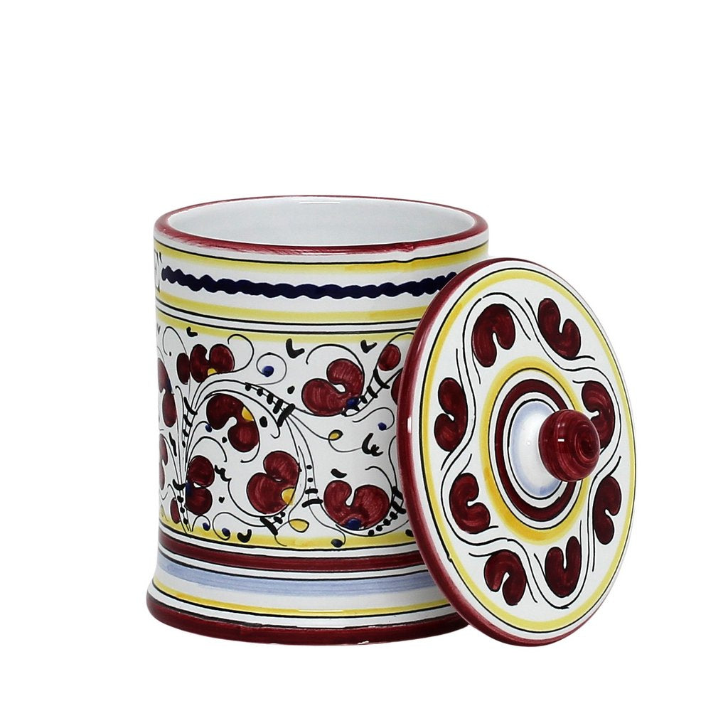 ORVIETO RED ROOSTER: Caffe' (Coffee) Container Canister - Artistica.com