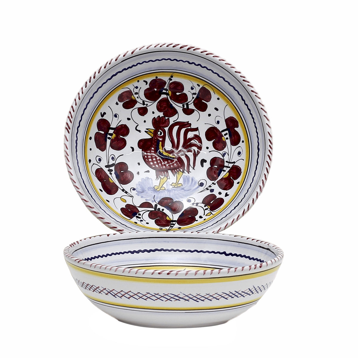 ORVIETO RED ROOSTER: Pre Pack Dinner Plate + Coupe Bowl + Mug - Artistica.com