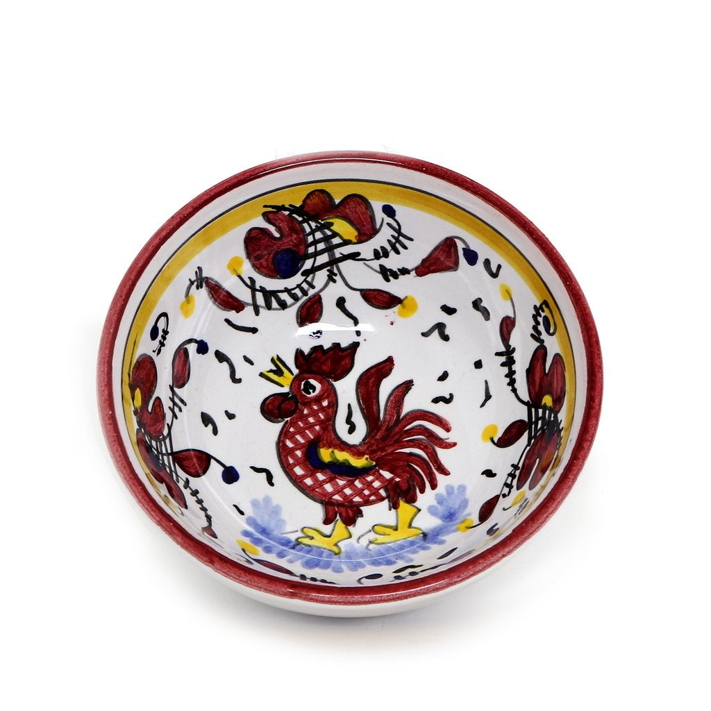 ORVIETO RED ROOSTER: Small Dipping Bowl/Condiment Bowl (1 Cup) - Artistica.com