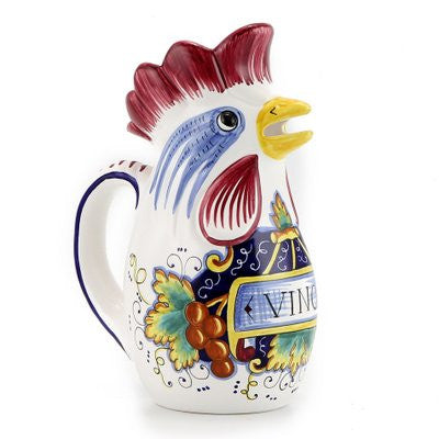 IN VINO VERITAS: Traditional Italian Rooster of Fortune Wine Pitcher (Large=1.5 Liter 50 Oz) - Artistica.com