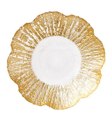VIETRI: Rufolo Glass Gold Small Shallow Bowl - Artistica.com