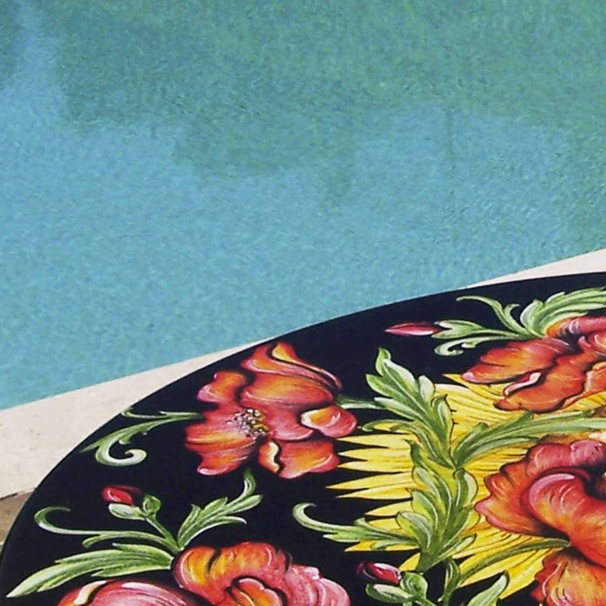 CERAMIC STONE TABLE + IRON BASE: ROVIGNO Design^ - Hand Painted in Deruta, Italy. - Artistica.com