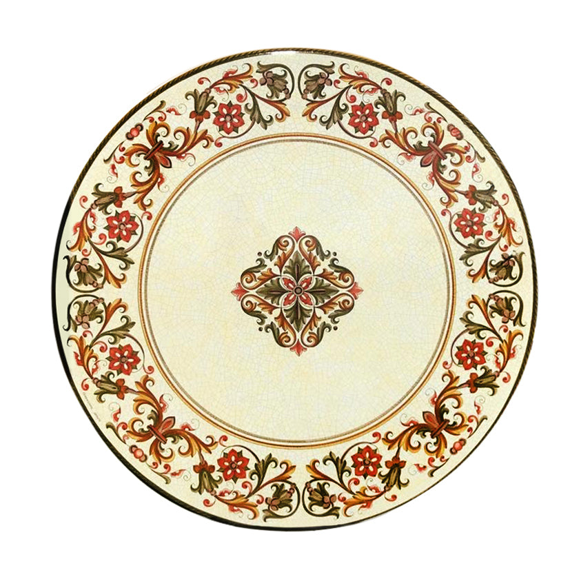 CERAMIC STONE TABLE + IRON BASE: SARA Design^ - Hand Painted - Artistica.com