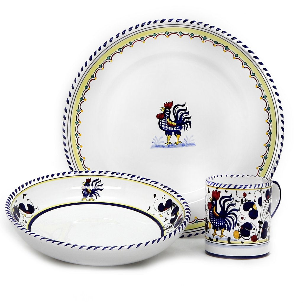 ORVIETO BLUE ROOSTER: 3 Pieces Place Setting - Artistica.com
