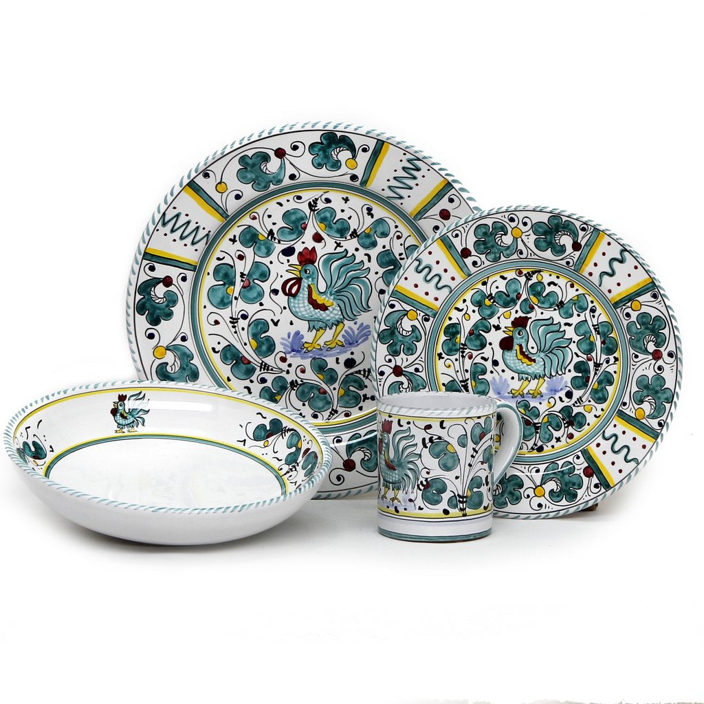 ORVIETO GREEN ROOSTER: 4 Pieces Place Setting - Artistica.com