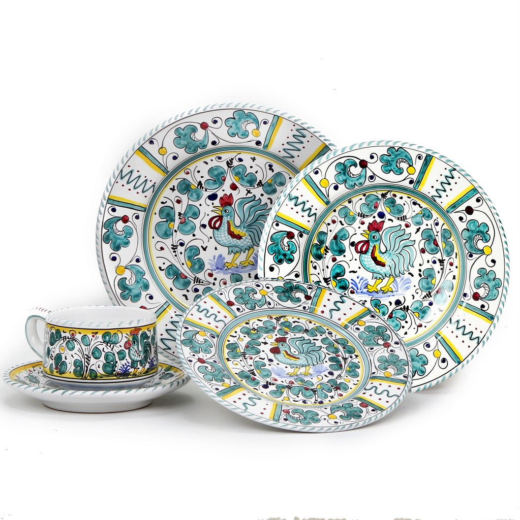 ORVIETO GREEN ROOSTER: 5 Pieces Place Setting - Artistica.com