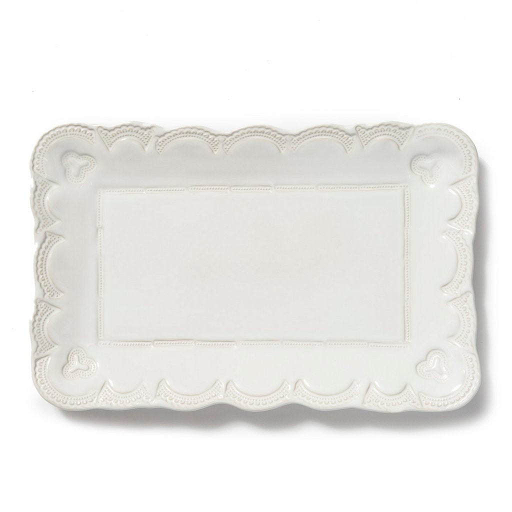 VIETRI: Incanto Stone White Lace Small Rectangular Platter Tray - Artistica.com