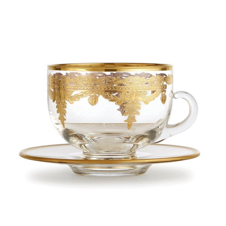 ARTE ITALICA: Vetro Gold Coffee Cup & Saucer - Artistica.com