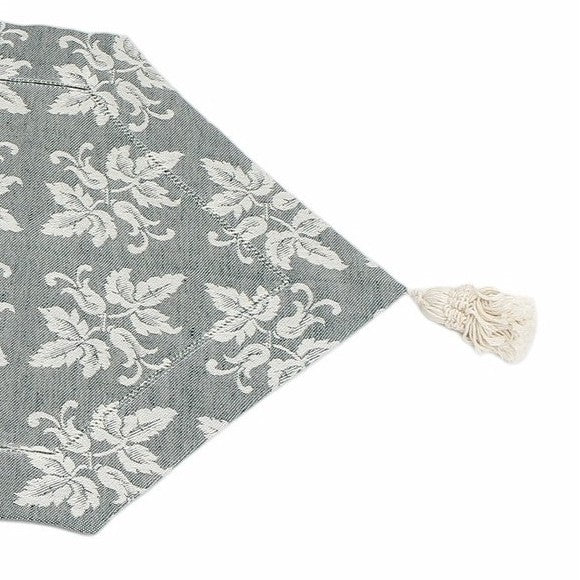 BUSATTI: Runner with tassels (60% Linen and 40% Cotton) BLACK/GRAY (Reversible two tones) - Artistica.com
