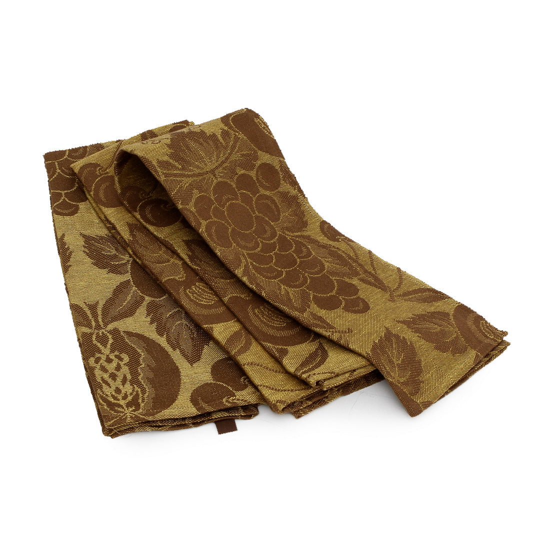 BUSATTI: Hand Towel SET OF 2 PCS Jacquard (100% Linen) CAMEL BROWN - Artistica.com