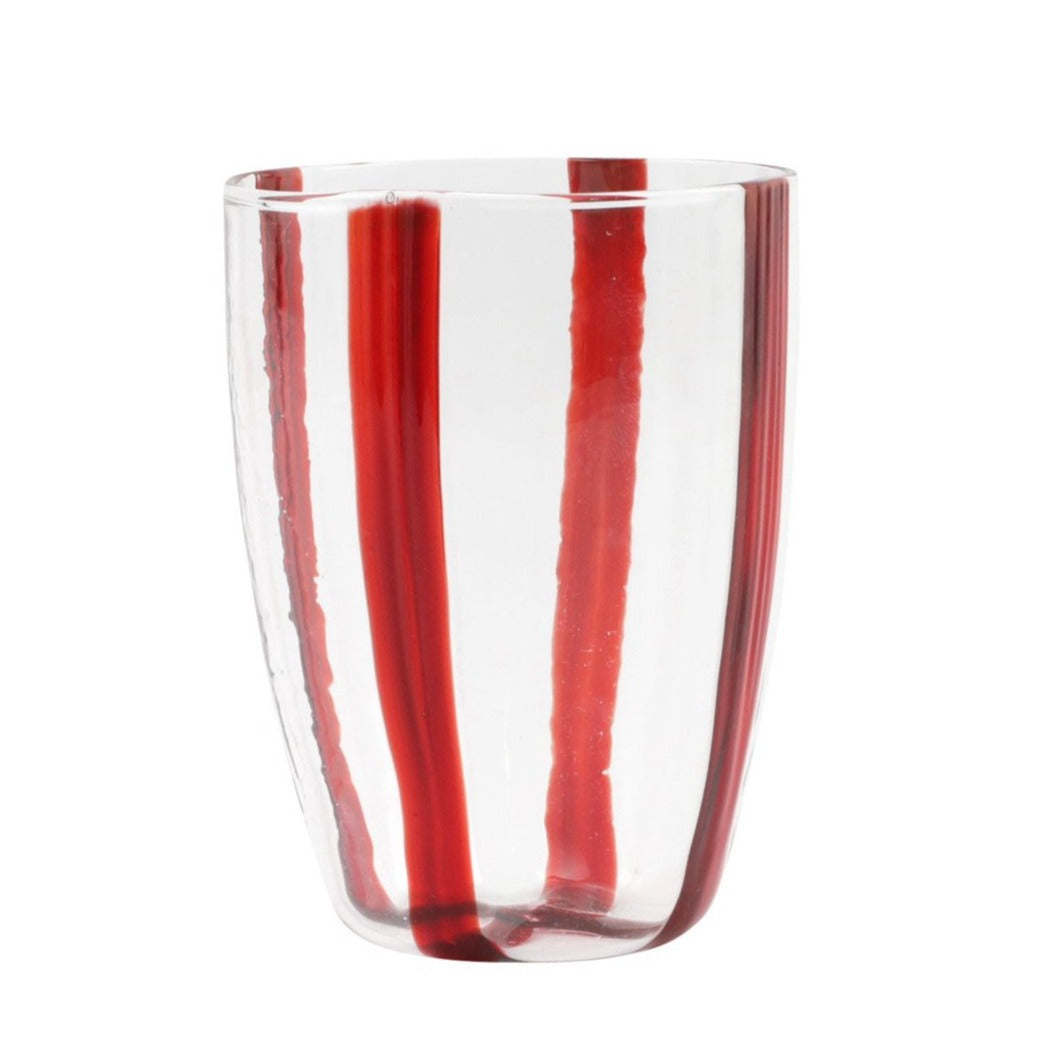 CRYSTAL CANDLES: Striped Red Glass Candles Set - Mouth Blown in Italy - Artistica.com