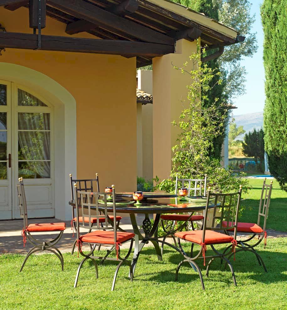 CERAMIC STONE TABLE + IRON BASE: SPALATO Design^ - Hand Painted in Deruta, Italy. - Artistica.com