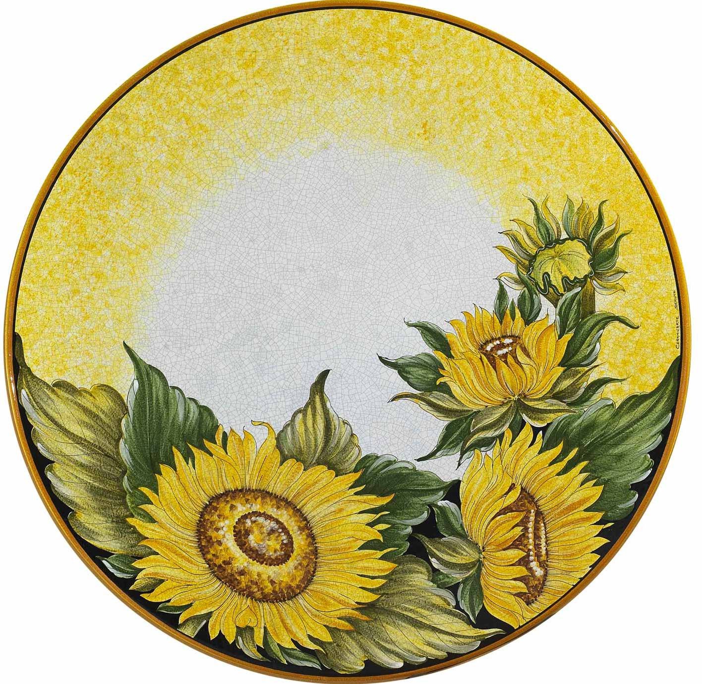 CERAMIC STONE TABLE + IRON BASE: SPELLO Design - Hand Painted in Deruta, Italy. - Artistica.com