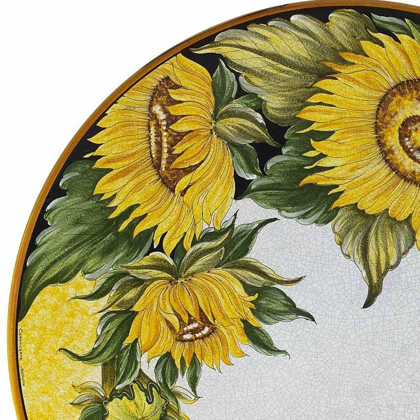 CERAMIC STONE TABLE + IRON BASE: SPELLO Design - Hand Painted in Deruta, Italy. - Artistica.com