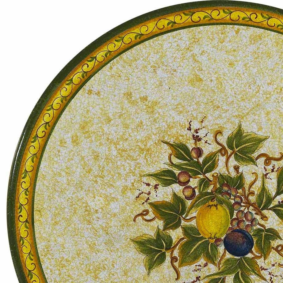 CERAMIC STONE TABLE + IRON BASE: SPOLETO Design - Hand Painted in Deruta, Italy. - Artistica.com